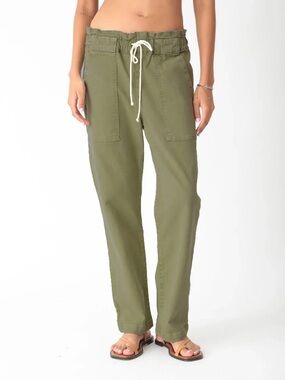 Electric & Rose Easy Pant Olive Utility Pull-On Cotton Drawstring Pants Size S